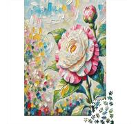 Camélia Puzzles 1000 Pièces Cadeau Unique Fleur Multicolore Fleur colorée Jeu Éducatif Challenge Toy À De Qualité Supérieure Peinture Art pour Adultes Et Enfants À Partir De 14 Ans 70x50cm/1000p