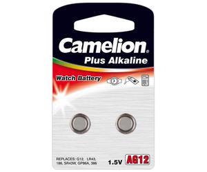 Camelion 12000212 Pack de 2 Piles Bouton Alkaline AG12/LR43/LR1142/386 1,5 V