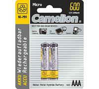 Camelion 59840 Pack de 2 Piles rechargeables NiMH LR3/AAA 1,2 V 600 mAh