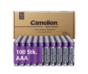 Camelion Piles Ultra Alcalines AAA Piles AAA Pack de 100, Piles 10 Ans de Durée de Conservation, Respectueuses de l'environnement, Pile AAA, Batterie pour Appareil Photo Numérique, Lumières de Noël