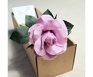 Camellia Bees Linen Rose 4ème année Cadeau de Mariage Rose en Lin Fait à la Main pour la Saint Valentin Fête des mères Simple Longue Tige Lin Coton Fleur Rose