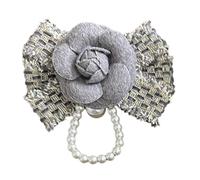 Camellia Bowknot Broche Perles Fleurs Réalistes Revers pour Femmes Tissu Tissu Fondation Manteau Élégant Accessoire Vêtement Élégant Insigne, taille unique, comme décrit