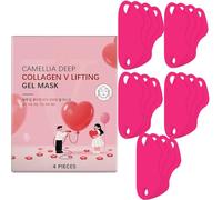 Camellia Deep Collagen V Lifting Gel Masque, V-Line Visage Lifting Masques Menton, Masques en Gel Collagène, Masques pour le Visage en Corée, Raffermissant, Soins Coréens de la Peau (Five Box)