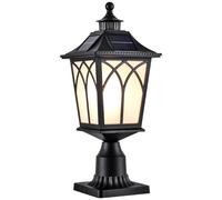 CAMELLIO Lampadaires Étanches Ip54 Lampe Solaire en Aluminium Lampe de Pelouse Extérieure, Réverbère, Capuchon de Poteau Pilier Led Vintage Montage sur Pilier Pour la Décoration de Porche de Patio