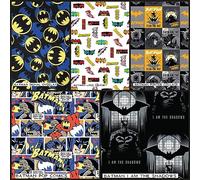 CAMELOT FABRICS Lot de 5 coupons de tissu 100 % coton pour loisirs créatifs - Motif super-héros Batman DC Comics - 45 x 55 cm, CAM23-BATMAN-FQ