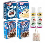 Cameo Ciobar "KIT 4 GOÛTS" de Chocolat Chaud avec: Chocolat Classique, Chocolat Fondant, Chocolat Blanc et Chocolat Zéro Sucres Ajoutni 76g+ 2 Crème Chef spray+ Joytaly bag