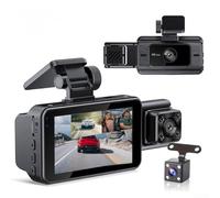 Caméra 3 canaux avant et arrière à l'intérieur, caméra de voiture FHD 1080p triple objectif avec vision nocturne, détection de mouvement, moniteur de stationnement, écran IPS de 5,1 cm, enregistreur
