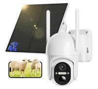 Camera 4G Solaire Exterieur sans Fil sans WiFi avec Carte SIM 2K 3MP Camera de Surveillance Solaire-Batterie 10400mAh Panneau 6W