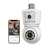 Caméra 4K 8MP E27 Ampoule Double Objectif Double écran Suivi Automatique Audio bidirectionnel Couleur Vision Nocturne caméra de sécurité extérieure pour la sécurité à Domicile(4MP Add 64G Card)
