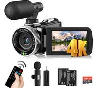 Caméra 4K Caméra 48Mp 60Fps Pour Youtube, Enregistreur Vidéo Fhd1080P / Zoom Numérique 18X / Caméra D'Écran Ips Rotative 3.0 '' 270 ° Avec Télécommande / 2 Piles/Carte Sd