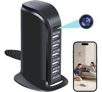Caméra 4K Réveil Mini DV - HD WiFi USB Hub 5 Ports Chargeur 1080P Enregistreur de Came de sécurité sans Fil avec avec Détection de Mouvement et Vision à Distance