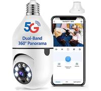 Caméra à ampoule 5G, caméra extérieure avec ampoule WiFi à 360°, lampe de jardin, moniteur automatique, audio 2 voies, détection de mouvement, caméra IR HD 1080P