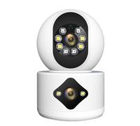 Caméra à Double Objectif 4MP, Moniteur for bébé, Double écran, Zoom numérique 4X, Suivi Automatique, détection Humaine AI, vidéosurveillance intérieure(4MP NO SD Card)