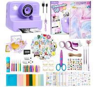 Caméra à impression instantanée pour enfants, caméra vidéo selfie 1080p avec kit de journal à faire soi-même - Plus de 200 accessoires, cadeaux de Noël et d'anniversaire pour filles et garçons âgés de