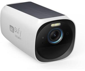 Caméra Additionnelle eufy Security eufyCam 3, Caméra de Sécurité Extérieure Sans Fil, Caméra 4K avec Panneau Solaire Intégré, Reconnaissance Faciale IA, Projecteur, Sans Frais Mensuels, HomeBase 3 Req
