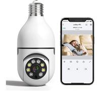 Caméra Ampoule 1080P E27, Caméra De Surveillance IP Panoramique PTZ 360, Caméra De Sécurité sans Fil pour Maison avec