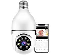 Caméra ampoule de surveillance WiFi à 360° avec vision nocturne sans fil, caméra de sécurité intérieure IP intelligente 1080P