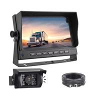 Caméra Arrière Caméra Recul pour Camion avec Son Moniteur AHD 7 "avec Haut-Parleur Caméra Audio Recul 1080P Microphone Intégré(Camera Kit-Sound-20m)