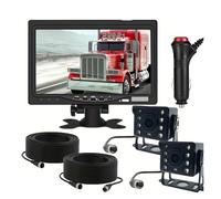 Caméra Arrière Voiture Moniteur 7 Pouces 2 caméras recul éclairage arrière HD avec 8 LED infrarouges 12-24 V kit Complet pour camionnette fourgonnette Camping-Car(2 Cameras kit)