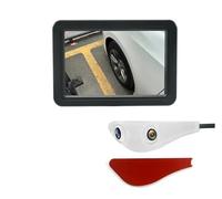 Camera Auto Rétroviseur Intérieur Voiture À Double Objectif 5 Pouces Écran Numérique DVR Caméra d'angle Mort avec Interrupteur À Bouton CH1/CH2 Caméra Recul(Left Side White)