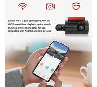 Caméra Avant 1080P et caméra intérieure 720P avec écran de 3.5 Pouces, Grand Angle de 170 degrés, capteur G, Enregistrement de stationnement pour Voitures, camions, SUV (Soporte WiFi)