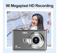 Caméra CCD 1080p avec résolution 96 MP, zoom 16x, écran LCD IPS 2,4", enregistrement vidéo à 1920 x 1080, idéal pour les voyages et les besoins quotidiens de photographie (gris 32G)