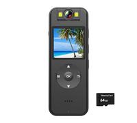 Caméra corporelle 4K HD Mini DV caméra de sport enregistreur d'application de la loi 180 ° rotatif Len caméra corporelle avec clip arrière enregistreur vidéo sans fil(64G TF Card)