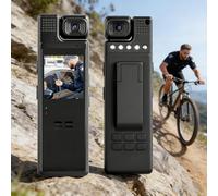 Caméra Corporelle 64 Go avec Audio et écran IPS,CaméraPortable Objectif pivotant à 180°,Mini Caméra Corporelle,caméra de Police avec Clip arrière,1080P écran 1,3 Pouces pour Les Sports de Plein air