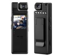 Caméra Corporelle FHD 1080P avec Carte 64 Go, Objectif Rotatif à 180° Vision Nocturne Mini Caméra Portable avec Audio et Vidéo Idéales pour Civils Police, Enregistreur d'action Sportive en Extérieur