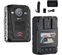Caméra corps de police 1440P 128G - Body Cam avec vision nocturne et GPS - Batterie 3500 mAh - Vidéo de preuve et enregistrement longue durée - Fonctions avancées et accessoires polyvalents
