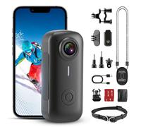 Caméra d’Action POV magnétique Portable 2,7K HD, Objectif Rotatif 180°, Enregistrement instantané Une Touche, Boucle vidéo, Enregistrement en Charge, kit Accessoires Complet Moto vélo Casque Animal