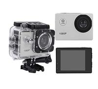 Caméra d'action, 1080P 12MP HD 30M Caméra de Sport étanche Écran Tactile de 2 Pouces avec Accessoires pour Vlogging, plongée, Ski(Argent)