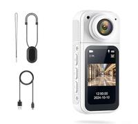 Caméra d'action 4K avec écran IPS de 3,7 cm - Support magnétique - 2,7 K - 15 fps - 1080p - 30 fps - Portable - Mini caméra d'enregistrement mains libres avec type C - Pour vlogging, voyage, promenade