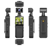 Caméra d'action 4K avec objectif rotatif à 180° : corps compact en ABS, enregistrement vidéo 4K/2K pour le sport, les voyages et les activités policières