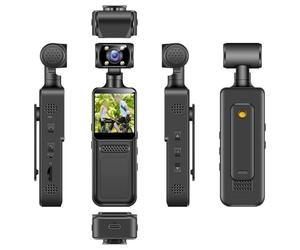 Caméra d'action 4K avec objectif rotatif à 180° : corps compact en ABS, enregistrement vidéo 4K/2K pour le sport, les voyages et les activités policières