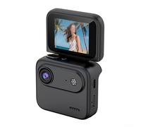 Caméra d'action 4K avec vue panoramique à 360°, stabilisation d'image, écran rabattable de 5,1 cm, charge rapide via port de type C pour le cyclisme et le sport, blanc (noir)