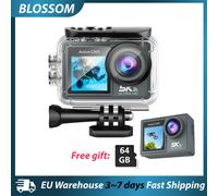 Caméra d'action à double écran Blossom 5K/1080P - Caméra sport étanche grand angle avec télécommande WiFi pour l'enregistrement vidéo en extérieur Black