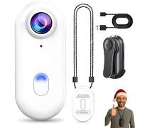 Caméra d'action Au Pouce 4K - Caméras avec Enregistrement Audio Et Vidéo, avec Magnétique Et Clip À 360°, Mini Caméra d'action Portable pour Le Vélo,Animal De Compagnie,Voyage,Sports (Blanc-1080p)