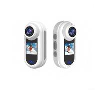 Caméra d'action avec double écran, ventouse magnétique 2K, enregistreur vidéo de cyclisme WIFI étanche, dispositif de vlogging pour casque de vélo (Blanc Pro)