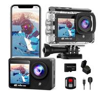 Caméra d'action double écran 4K30FPS avec carte SD de 32 Go, écran tactile pré-enregistrement caméra sous-marine 20 MP, caméras étanches de 131 m, caméra de sport télécommandée 2,4 G, kit