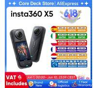 Caméra d'action Insta360 X5, nouvelle version 8K 30fps, objectifs interchangeables, triple puce IA, performance supérieure en basse lumière, autonomie de 185 minutes, Insta 360 X5 Insta360-X5-Noir