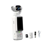 Caméra d'action portable 1080p avec objectif rotatif et avant, blanc
