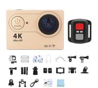 Caméra d'action Ultra HD 30fps/170D étanche caméra d'enregistrement vidéo sous-marine 4K go Sports Pro Camera 2.0 écran télécommande, Gold-Telecontrol- No Card