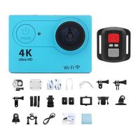 Caméra d'action Ultra HD 4K/30fps WiFi 2.0" Enregistrement vidéo de casque étanche sous-marin 170D H9 caméras de sport extérieures originales, Blue-Telecontrol- No Card