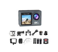 CaméRa D'Action WiFi Anti-Secousse 5K 30FPS Double éCran 170 Grand Angle 30M CaméRa de Sport éTanche avec TéLéCommande