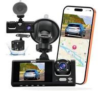 Caméra Dashcam 3 Caméras 1080P Full HD | Sécurité Maximale 360° sans Angle Mort, Vision Nocturne et Stationnement Surveillé, WiFi Intégré Détection de Mouvement,Idéale pour Chauffeur VTC