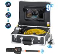 VEVOR Caméra Inspection Canalisation avec Localisateur 512 Hz Endoscope Drain 50 m Écran 9'' Auto-nivellement, Zoom 36X, Étanche IP68, 12 LED, Carte SD 32 Go, pour Conduit, Égout, Plomberie, Tuyaux