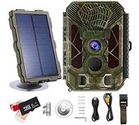 Caméra de Chasse 20MP 2.7K Caméra de Faune de Jeu de Vision Nocturne 98ft/30M 0.2s Vitesse de Déclenchement 2.8" LCD Écran IP66 Étanche Scoutisme IR Cam avec Panneau Solaire et Carte SD 32G