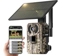 Caméra de Chasse 4G LTE Solaire avec Carte SIM, Caméra de Surveillance Extérieure sans WiFi, Batterie 10400mAh, Vision Nocturne IR Invisible 950nm, Audio Bidirectionnel, Déclenchement 0,2 s, IP66