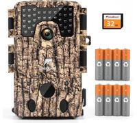 Camera de Chasse,4K HD Camera Chasse Infrarouge Vision Nocturne Animaux Piege Caméra Photographique avec 8 Batterie et Carte mémoire Suiveuse Exterieur étanche No Glow Invisible